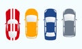 Car icon set. Top view cars in flat style. Vector illustration Royalty Free Stock Photo